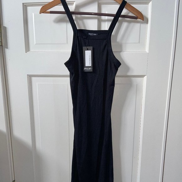 blue dress old navy Fit & Flare Linen-Blend Midi Dress